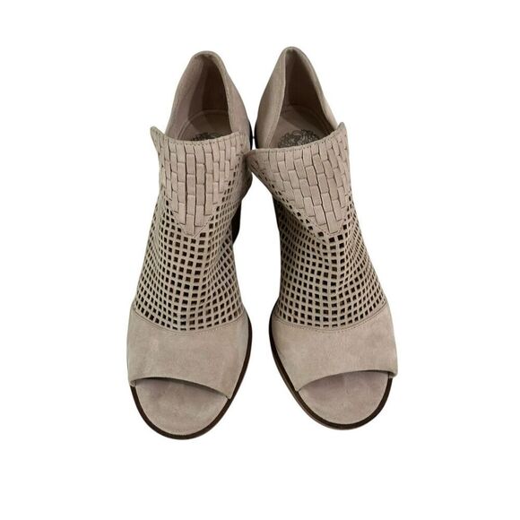 Vince Camuto Fritzey Peep Toe Bootie Beige Suede Leather Womens 9.5 - Picture 2 of 12
